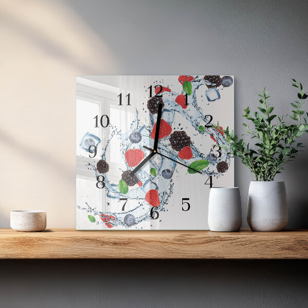 Vierkante glazen wandklok Fruitijs