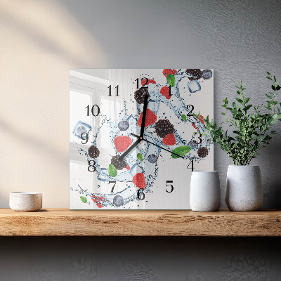 Vierkante glazen wandklok Fruitijs