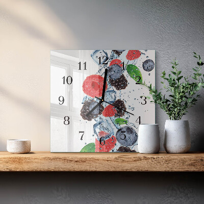 Vierkante glazen wandklok Fruitijs