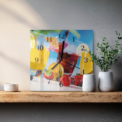 Vierkante glazen wandklok Cocktail