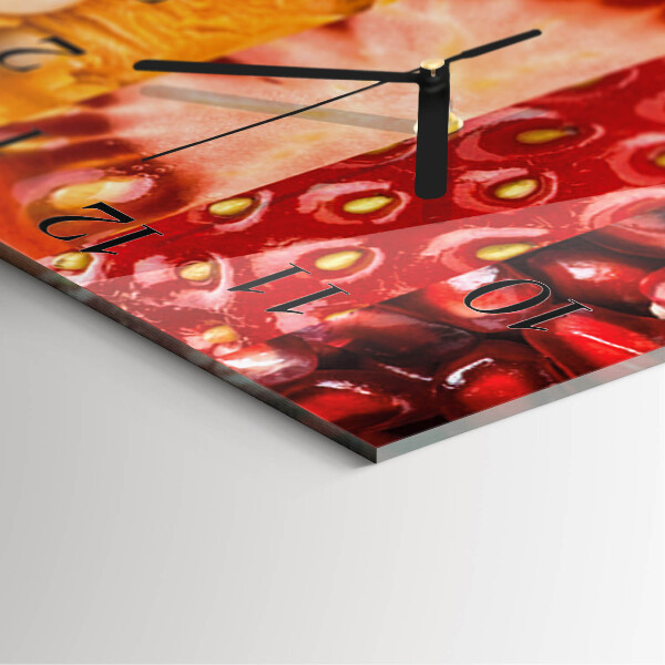 Vierkante glazen wandklok Fruit