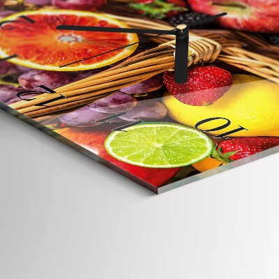 Vierkante glazen wandklok Fruit