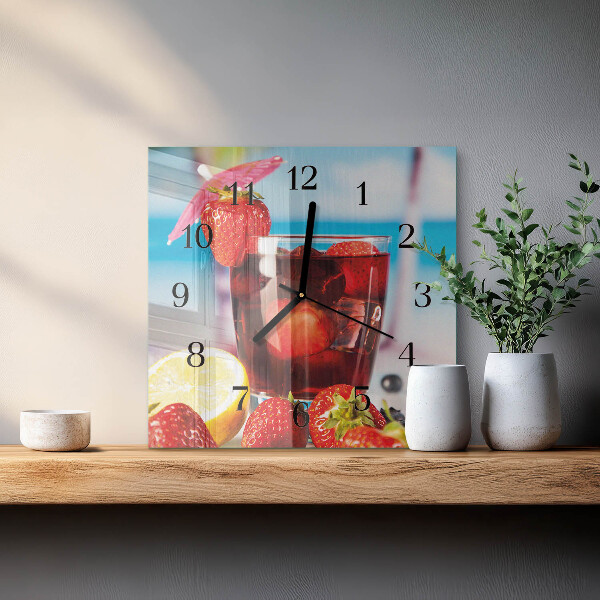 Vierkante glazen wandklok Drankje