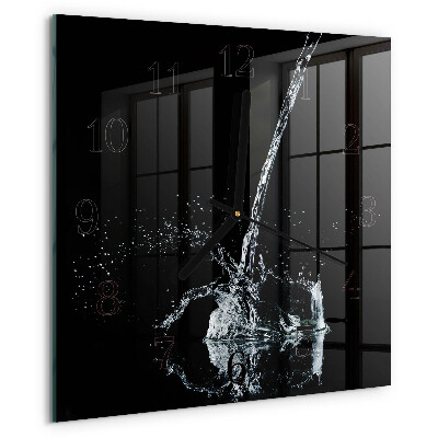 Vierkante glazen wandklok Water