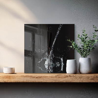 Vierkante glazen wandklok Water