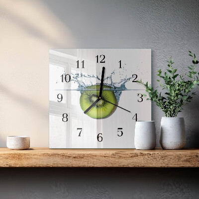 Vierkante glazen wandklok Kiwi