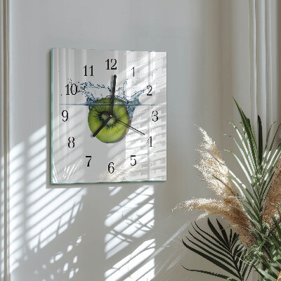 Vierkante glazen wandklok Kiwi