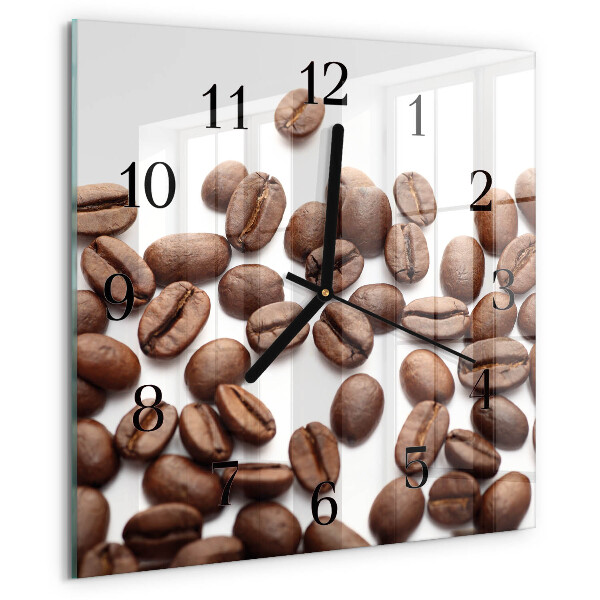 Vierkante glazen wandklok Koffiebonen
