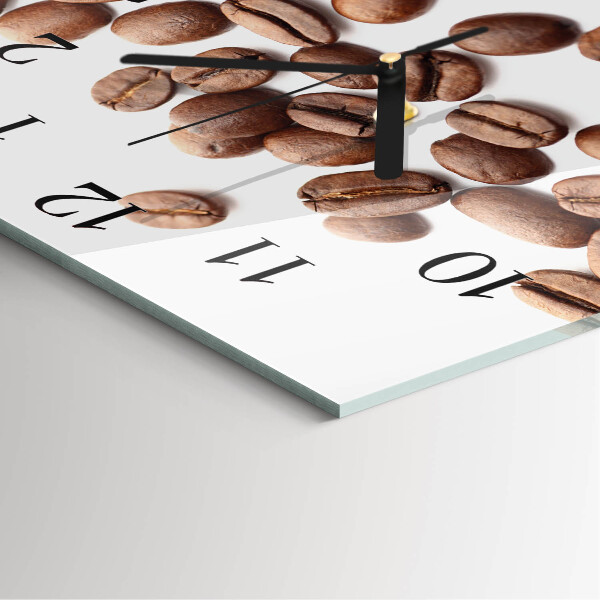 Vierkante glazen wandklok Koffiebonen