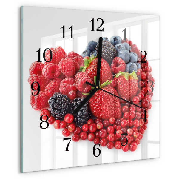 Vierkante glazen wandklok Fruit