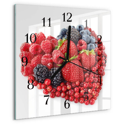 Vierkante glazen wandklok Fruit