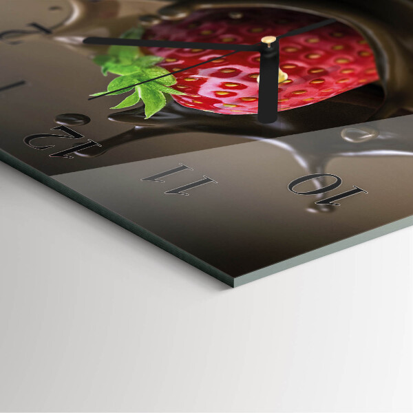 Vierkante glazen wandklok Chocolade
