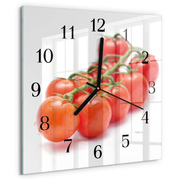 Vierkante glazen wandklok Tomaten