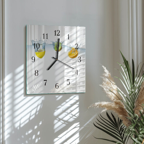 Vierkante glazen wandklok Kiwi