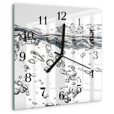 Vierkante glazen wandklok Water