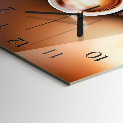 Vierkante glazen wandklok Koffie