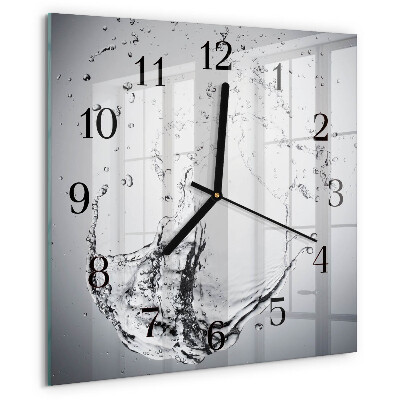 Vierkante glazen wandklok Water