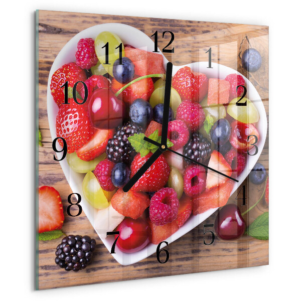 Vierkante glazen wandklok Fruit