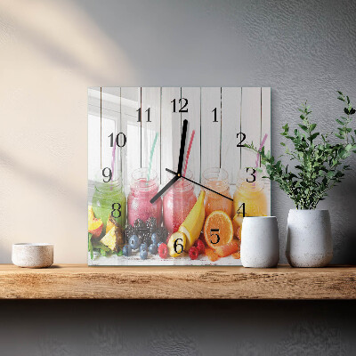 Vierkante glazen wandklok Smoothie