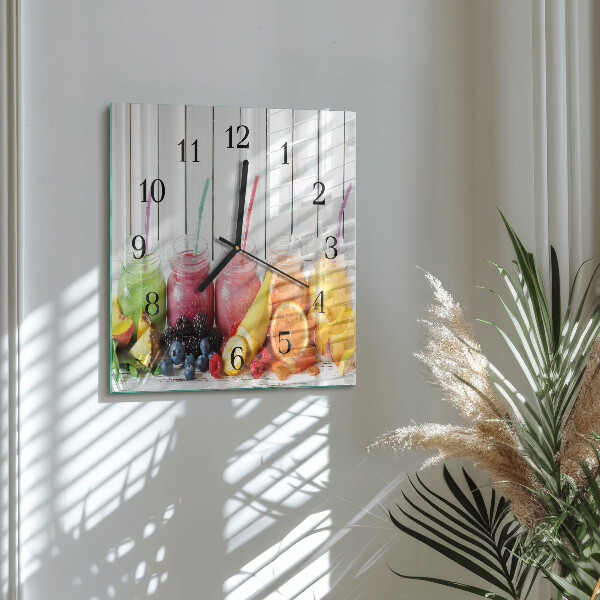 Vierkante glazen wandklok Smoothie