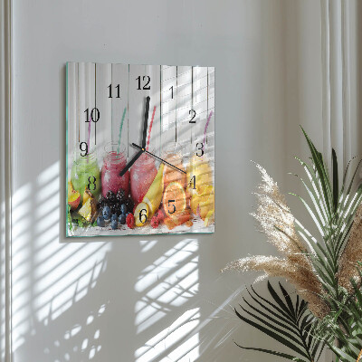 Vierkante glazen wandklok Smoothie