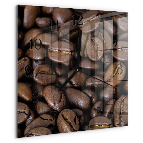Vierkante glazen wandklok Koffie