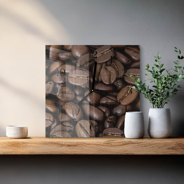 Vierkante glazen wandklok Koffie
