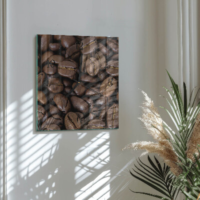 Vierkante glazen wandklok Koffie