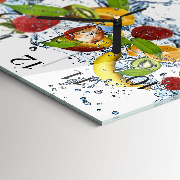 Vierkante glazen wandklok Fruitwater