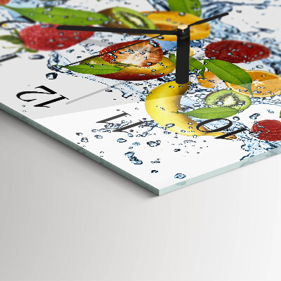 Vierkante glazen wandklok Fruitwater