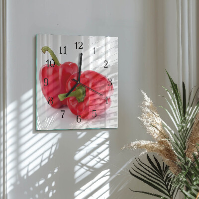 Vierkante glazen wandklok Peper