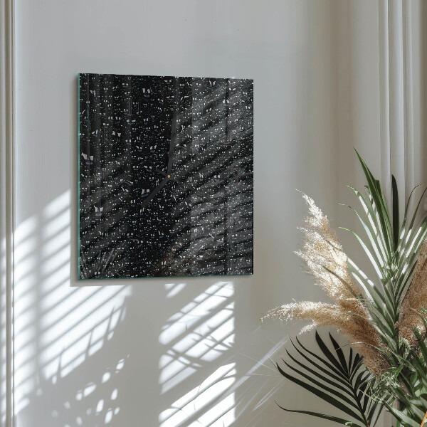 Vierkante glazen wandklok Waterdruppels