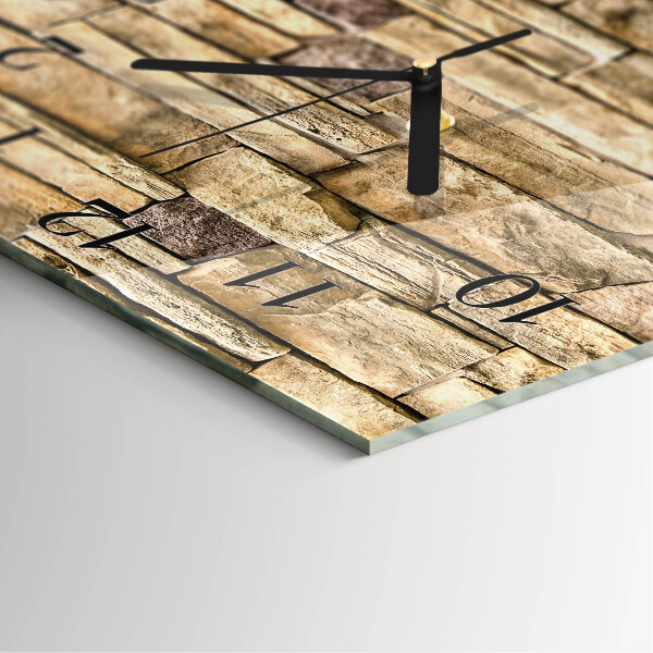 Vierkante glazen wandklok Muur