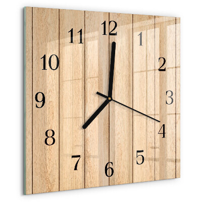 Vierkante glazen wandklok Hout