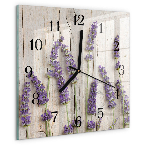Vierkante glazen wandklok Lavendel