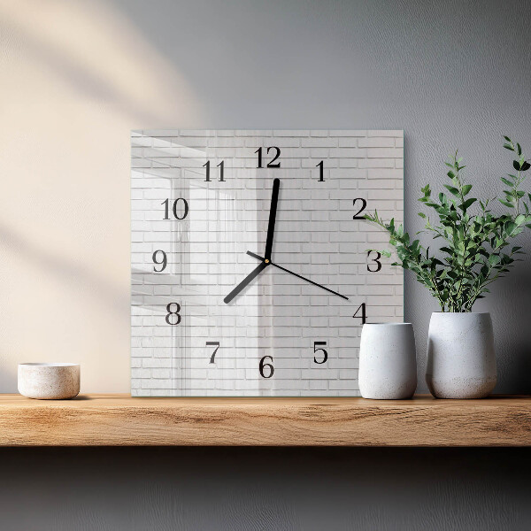 Vierkante glazen wandklok Bakstenen muur