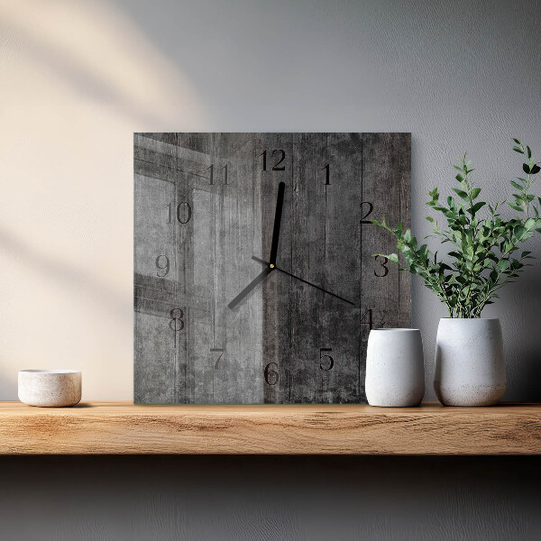Vierkante glazen wandklok Hout