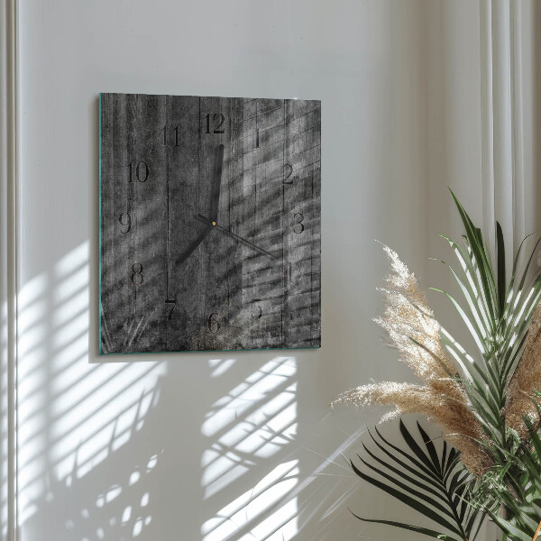 Vierkante glazen wandklok Hout