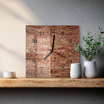 Vierkante glazen wandklok Bakstenen muur