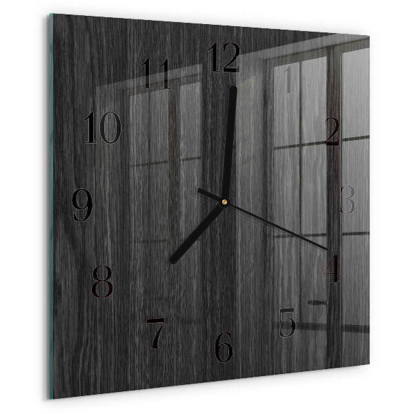 Vierkante glazen wandklok Hout