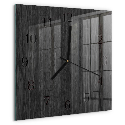 Vierkante glazen wandklok Hout