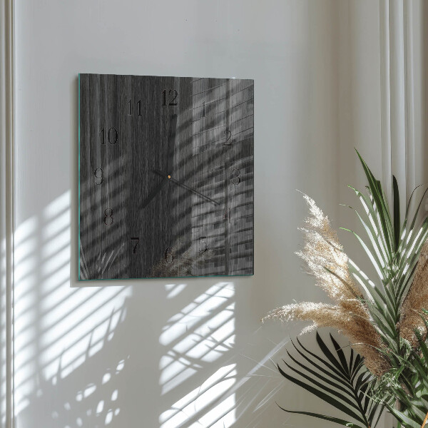 Vierkante glazen wandklok Hout