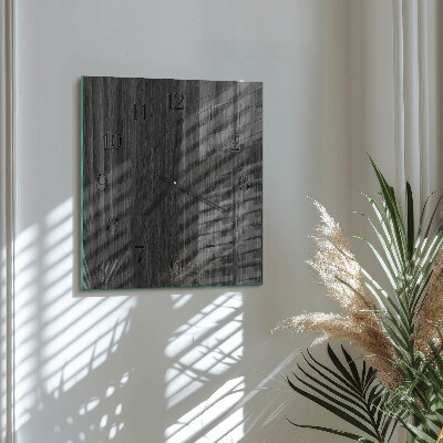 Vierkante glazen wandklok Hout