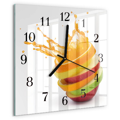 Vierkante glazen wandklok Fruit