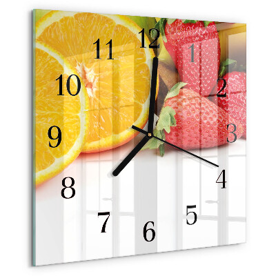 Vierkante glazen wandklok Fruit