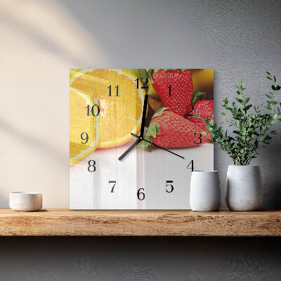 Vierkante glazen wandklok Fruit