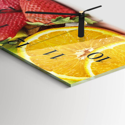 Vierkante glazen wandklok Fruit
