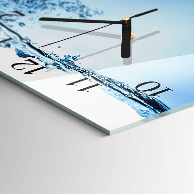 Vierkante glazen wandklok Water