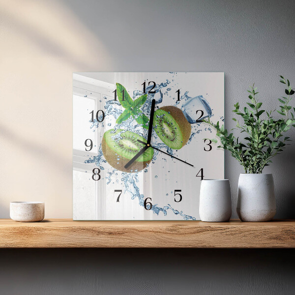 Vierkante glazen wandklok Bakstenen muur