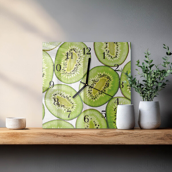 Vierkante glazen wandklok Kiwi